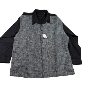 Montique International 2123 Mens 2XL Black White Textured Button Down Shirt NWT